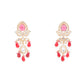 Rajwada Women Maroon And White Bridal Kundan Choker Necklace Set With Mangtika