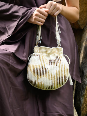 Rajwada Women Apricot Sequins Embellished Potli Bag