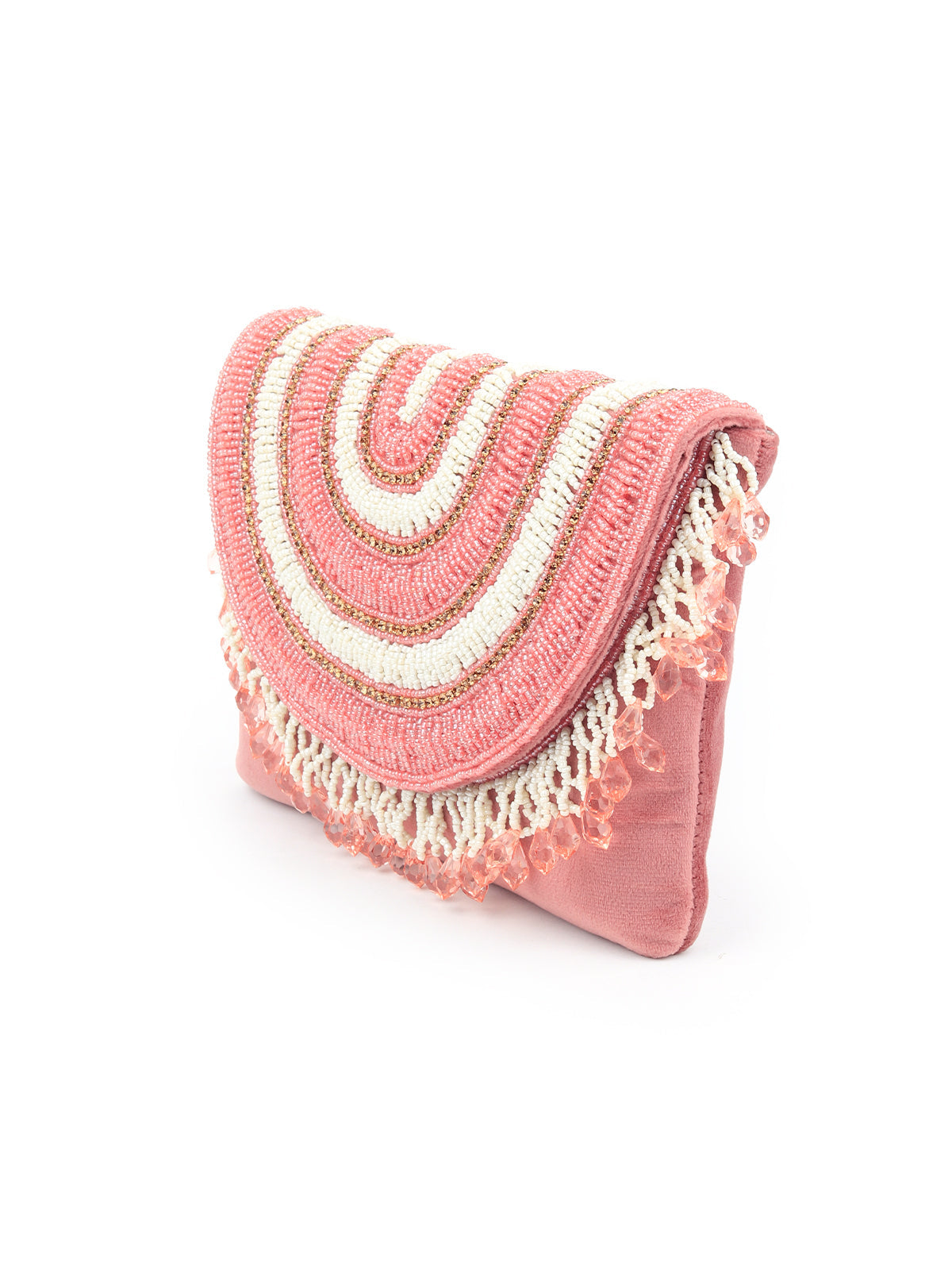 Rajwada - Pink and White Embroidered Clutch