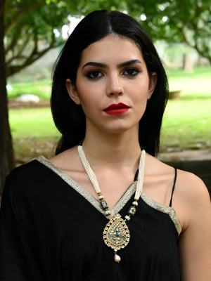 Rajwada Women White Pearls With Pendant Necklace