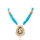 Rajwada Women Vintage Pendant Strung With Teal Beads Necklace