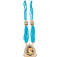Rajwada Women Vintage Pendant Strung With Teal Beads Necklace