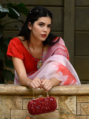 Rajwada - Red Stone Embellished Hand Clutch