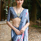 Rajwada Women Blue Digital Printed Saree With Untsitched Blouse