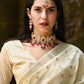 Rajwada Women Apricot Viscose Woven Saree With Unstitched Blouse