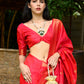 Rajwada Women Red Silk Woven Saree With Unstitched Blouse
