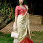 Rajwada Women Apricot Silk Handloom Weaving Saree With Unstitched Blouse