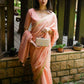 Rajwada Women Peach Viscose Woven Saree With Unstitched Blouse