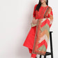 Red Cotton Blend Floral Printed Stitched Kurta Set