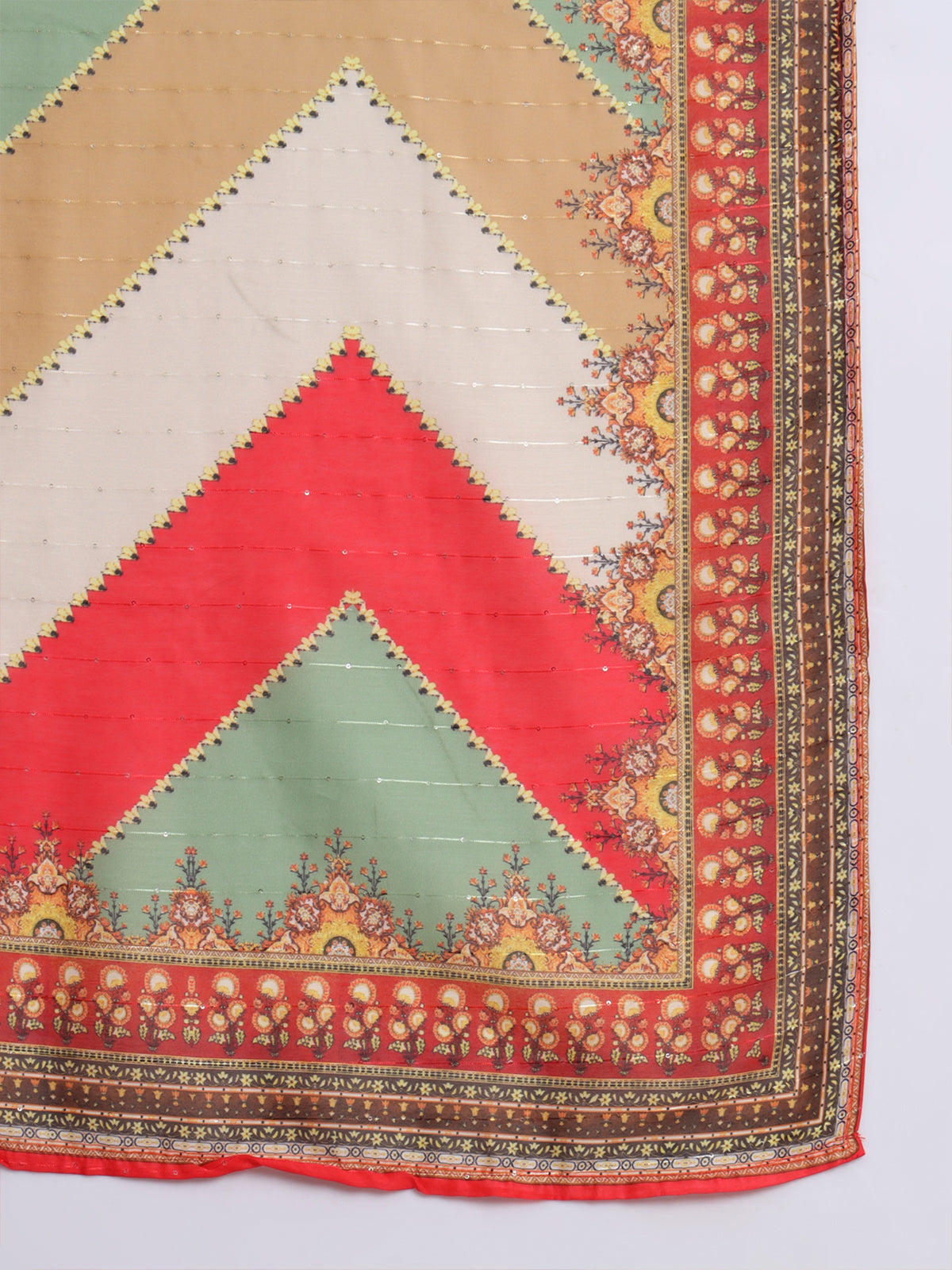 Red Cotton Blend Floral Printed Stitched Kurta Set