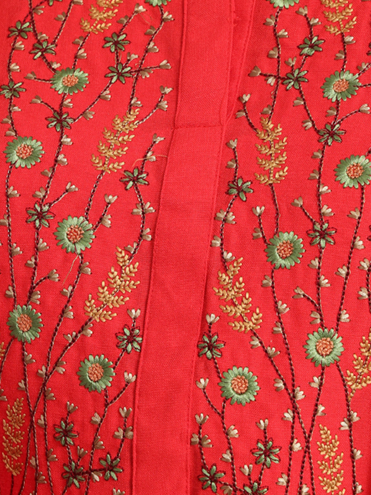 Red Cotton Blend Floral Printed Stitched Kurta Set