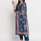 Blue Cotton Blend Embroidered Stitched Kurta Set
