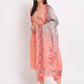 Peach Cotton Blend Embroidered Stitched Kurta Set