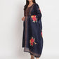 Blue Cotton Blend Embroidered Stitched Kurta Set