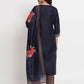 Blue Cotton Blend Embroidered Stitched Kurta Set