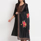 Black Cotton Blend Embroidered Stitched Kurta Set