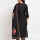 Black Cotton Blend Embroidered Stitched Kurta Set