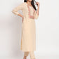 Beige Cotton Blend Embroidered Stitched Kurta Set