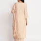 Beige Cotton Blend Embroidered Stitched Kurta Set