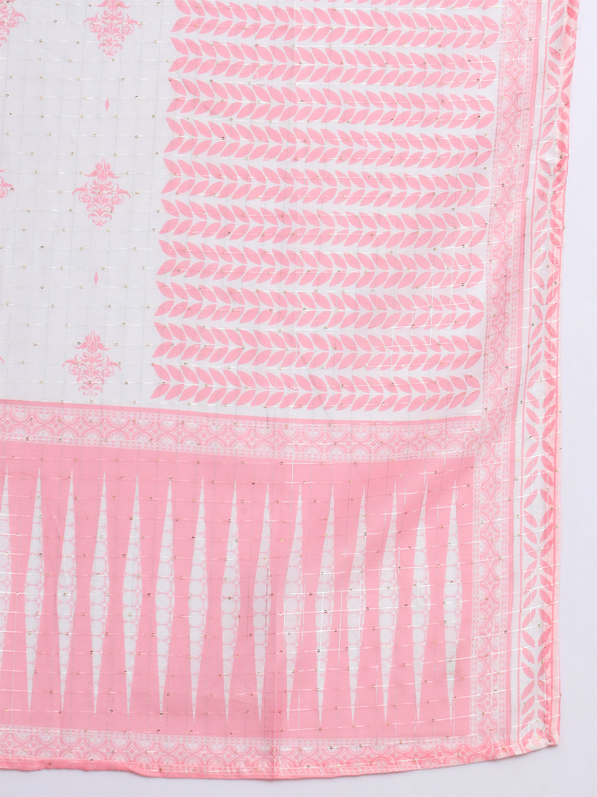 Pink Cotton Blend Embroidered Stitched Kurta Set