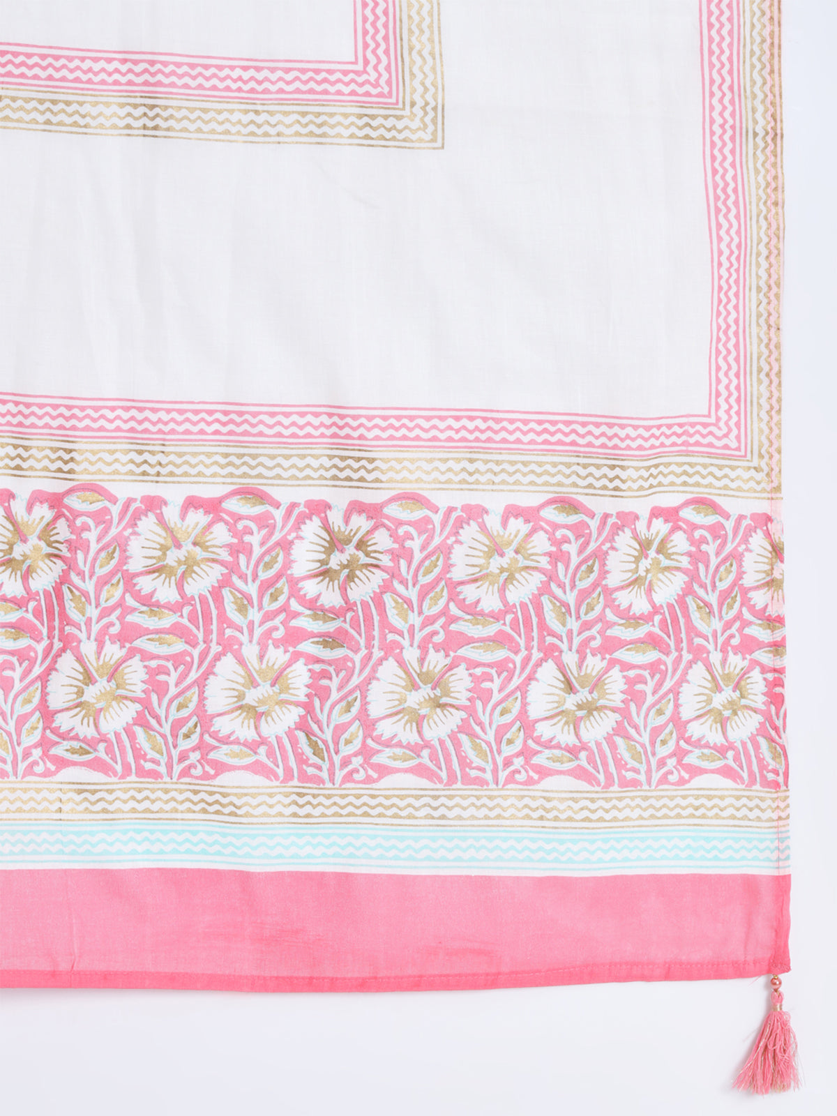 Pink Cotton Floral Printed Stitched Kurta Set