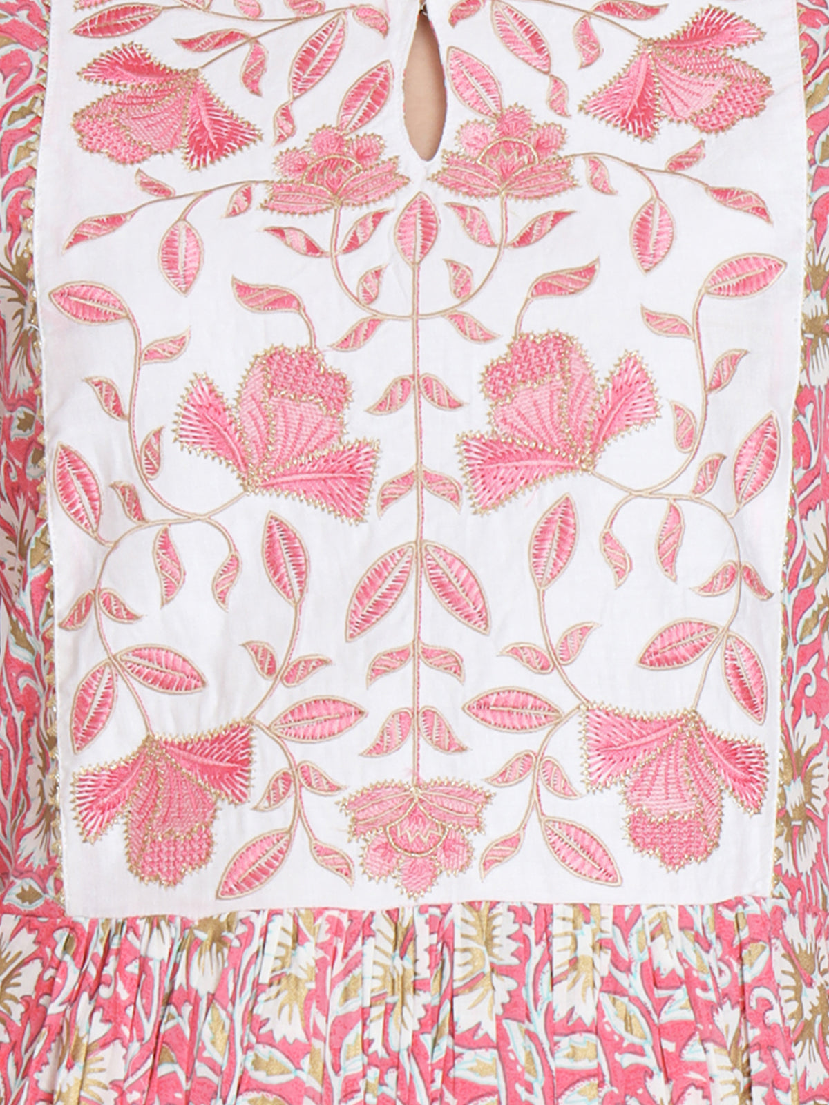 Pink Cotton Floral Printed Stitched Kurta Set