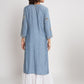 Blue Viscose Embroidered Stitched Kurta Set