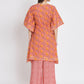 Pink Cotton Floral Printed Stitched Kurta Set