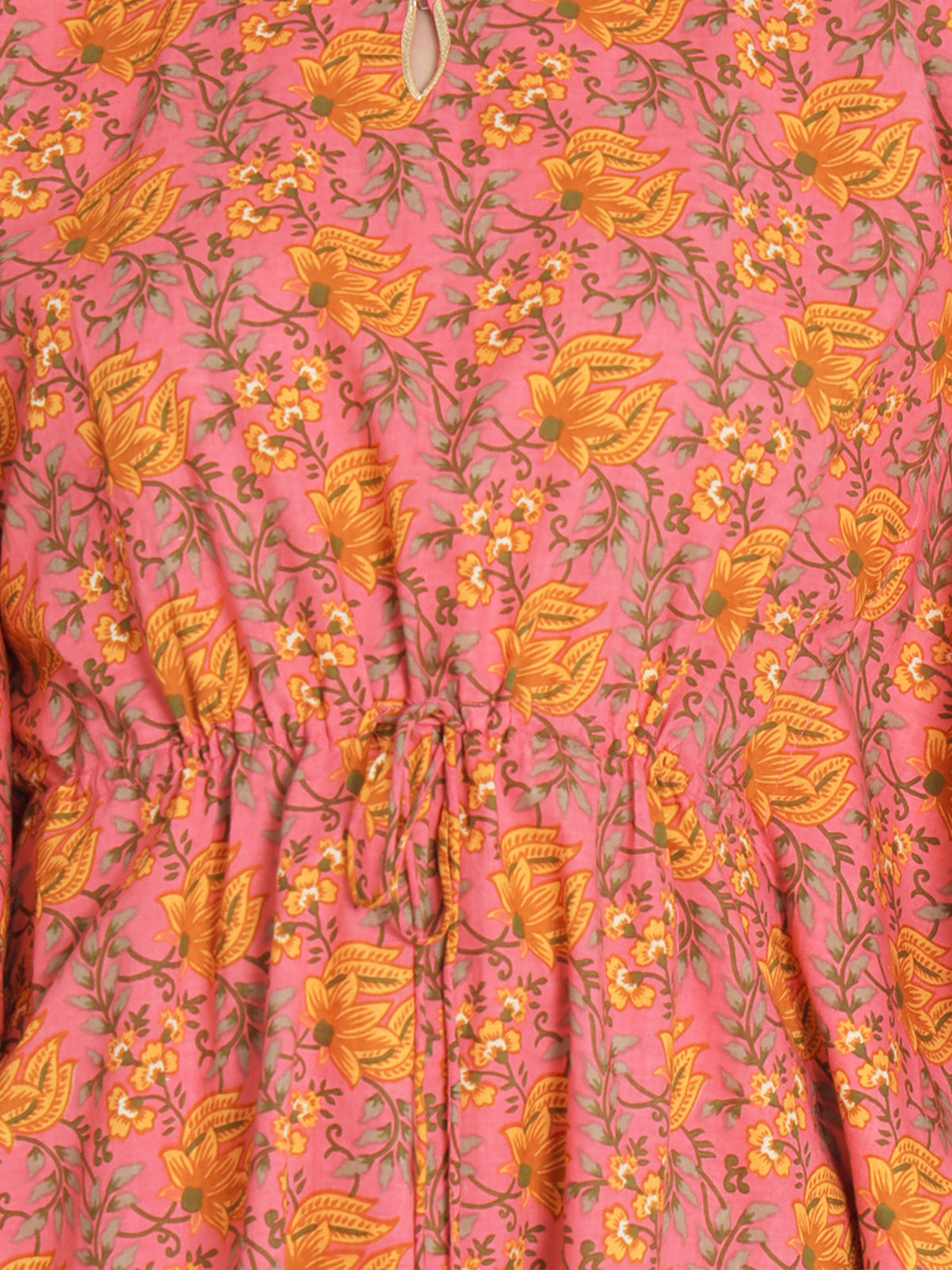 Pink Cotton Floral Printed Stitched Kurta Set