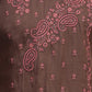 Brown Viscose Embroidered Stitched Kurta Set