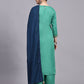 Green Viscose Embroidered Stitched Kurta Set