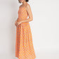 Orange Cotton Embroidered Stitched  Indo western Dress