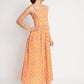 Orange Cotton Embroidered Stitched  Indo western Dress