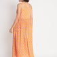 Orange Cotton Embroidered Stitched  Indo western Dress
