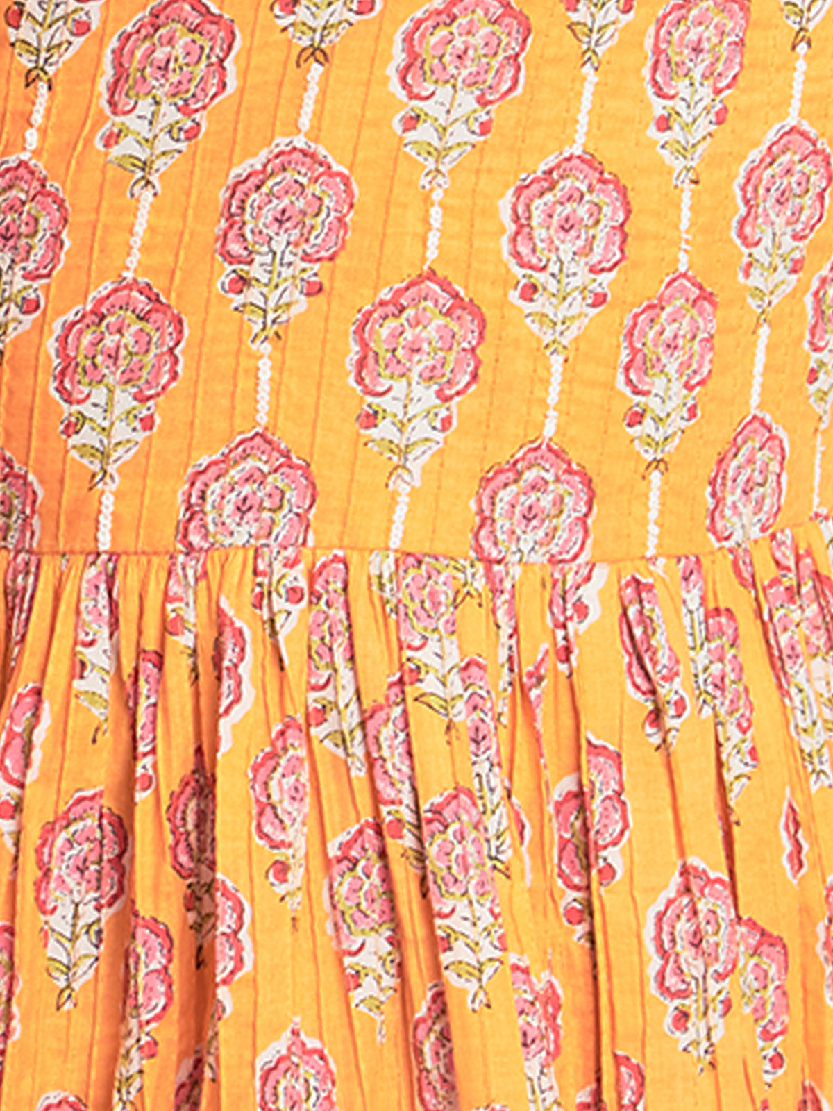 Orange Cotton Embroidered Stitched  Indo western Dress