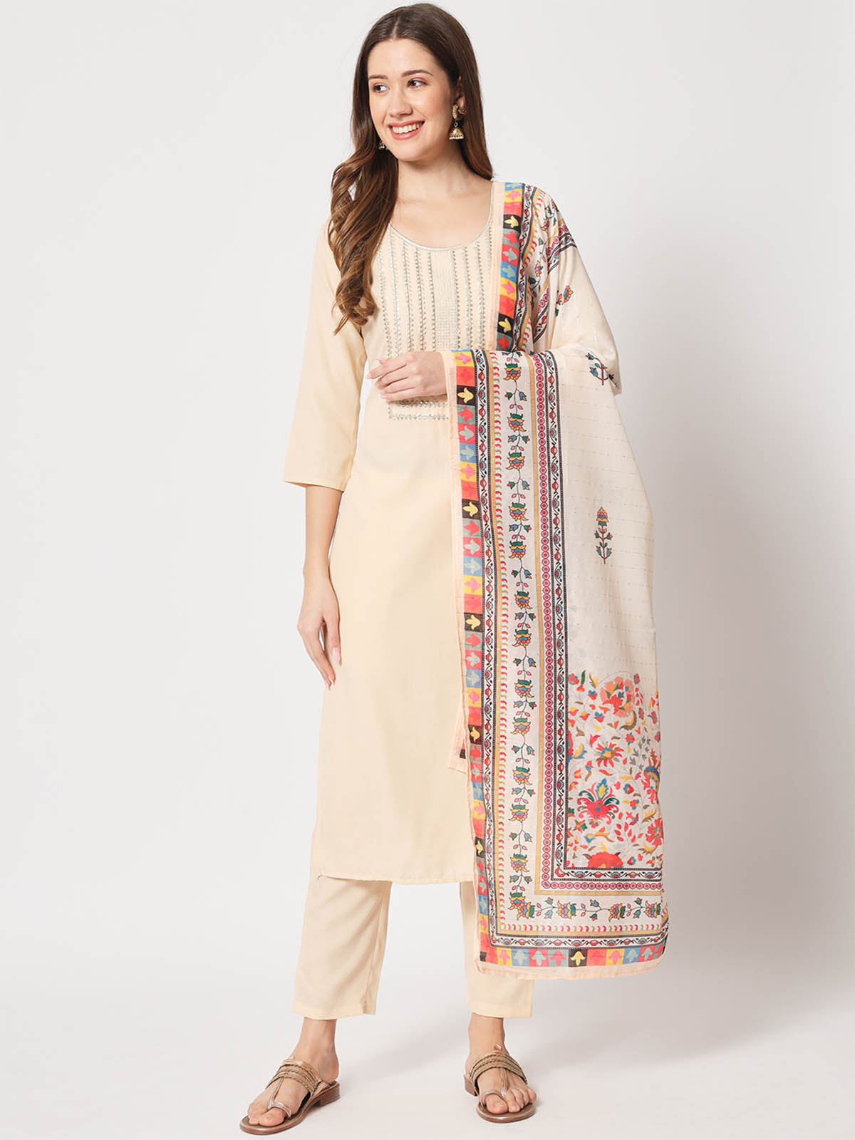 Rajwada - Classic Peach Cotton Printed Kurta Set