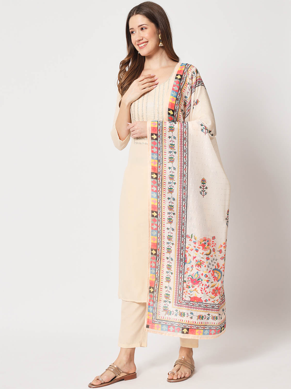 Rajwada - Classic Peach Cotton Printed Kurta Set