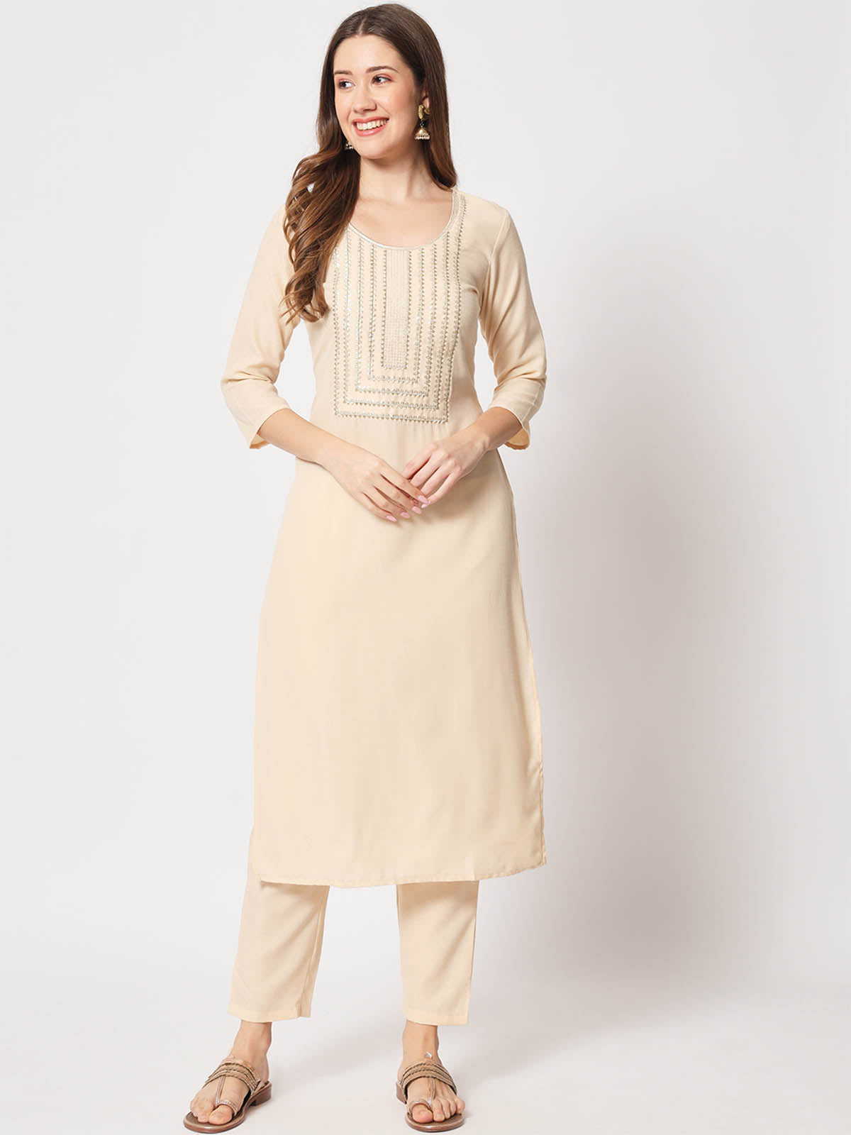Rajwada - Classic Peach Cotton Printed Kurta Set