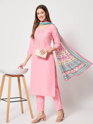 Rajwada - Beautiful Pink Cotton Printed Kurta Set