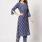Rajwada - Blue Cotton Printed Stitched Kurta Set