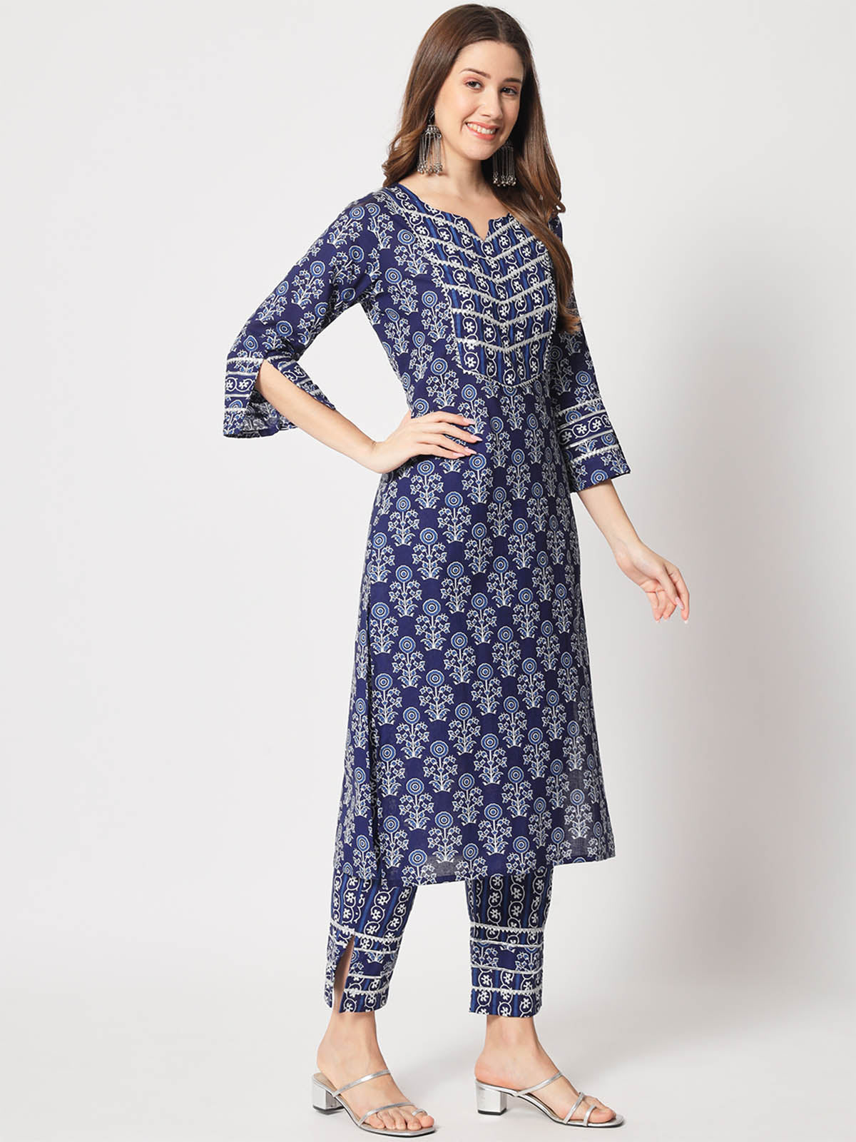 Rajwada - Blue Cotton Printed Stitched Kurta Set