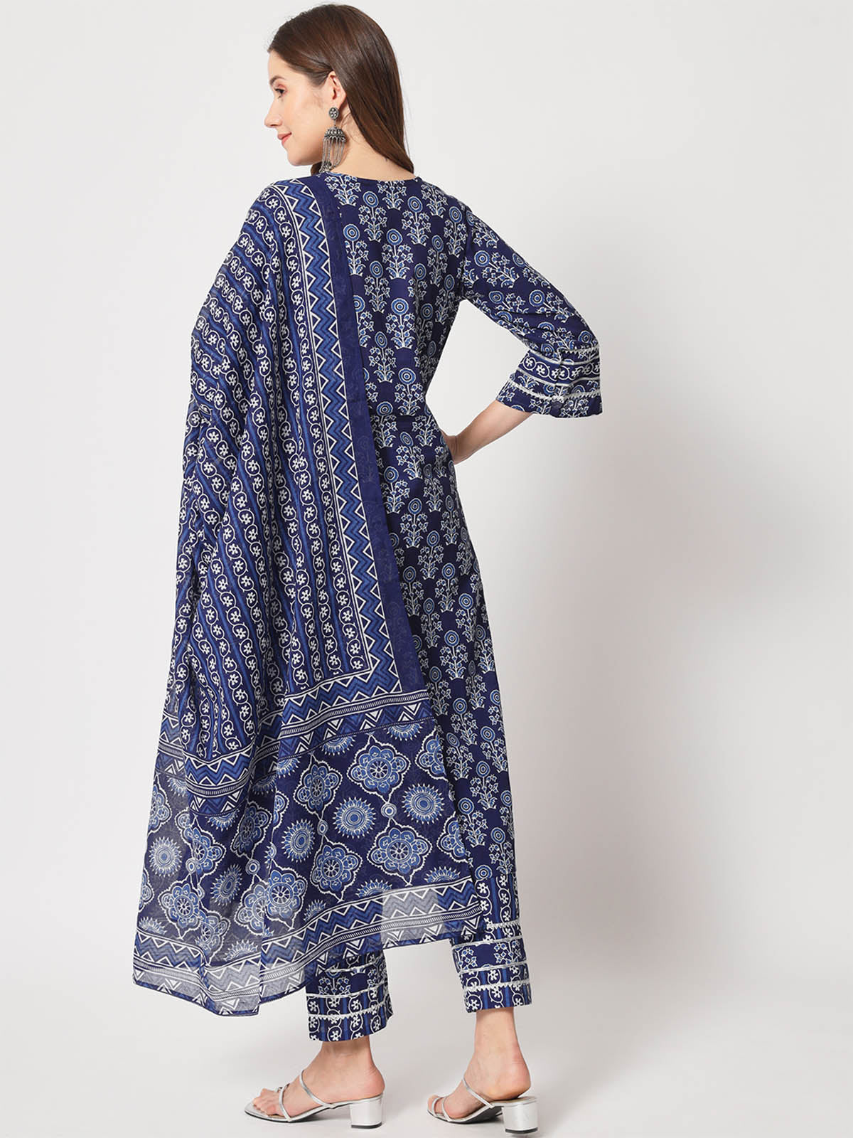 Rajwada - Blue Cotton Printed Stitched Kurta Set