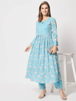 Rajwada - Stylish Blue Cotton Printed Stitched Kurta Set