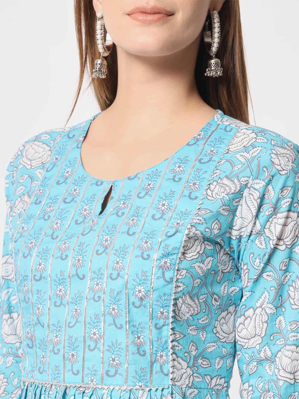 Rajwada - Stylish Blue Cotton Printed Stitched Kurta Set