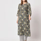 Rajwada - Dark Blue Cotton Printed Stitched Kurta Set