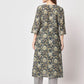 Rajwada - Dark Blue Cotton Printed Stitched Kurta Set