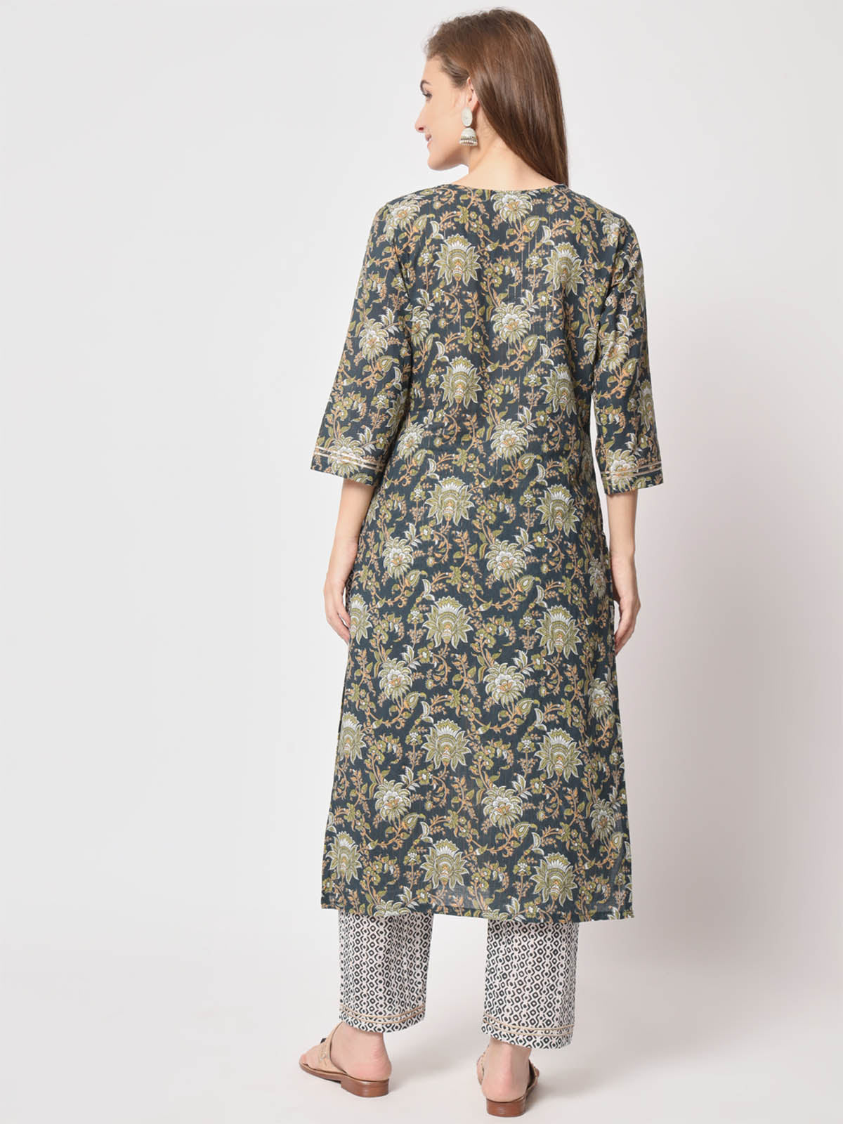 Rajwada - Dark Blue Cotton Printed Stitched Kurta Set