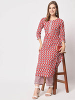 Rajwada - Bold Red Cotton Printed Stitched Kurta Set