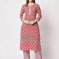 Rajwada - Bold Red Cotton Printed Stitched Kurta Set