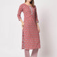 Rajwada - Bold Red Cotton Printed Stitched Kurta Set